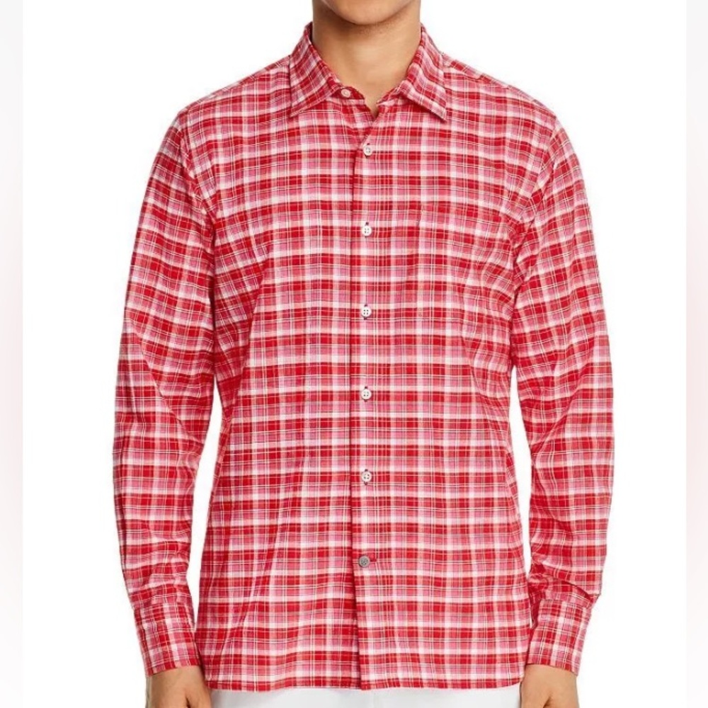 Original Madras Trading Company Handwoven Red Plaid Shirt
